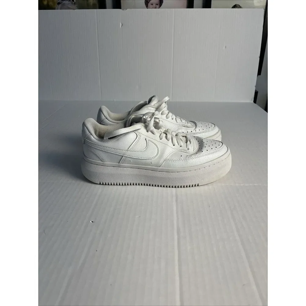 Nike Men's‎ Court Vision Alta Leather platform sneakers in triple white size 10